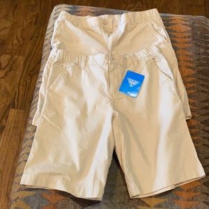 Two pairs of Columbia PFG khaki shorts